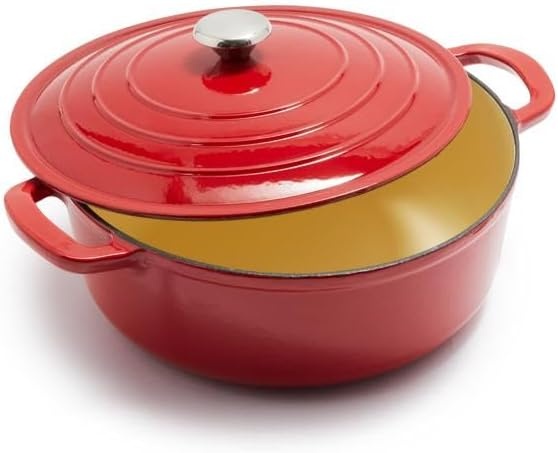 image:imageSur La Table Enameled Cast Iron Dutch Oven 7 Qt Large Oven and Broiler to 500 F for BigBatch Braising and Entertaining 7 QtLight Blue