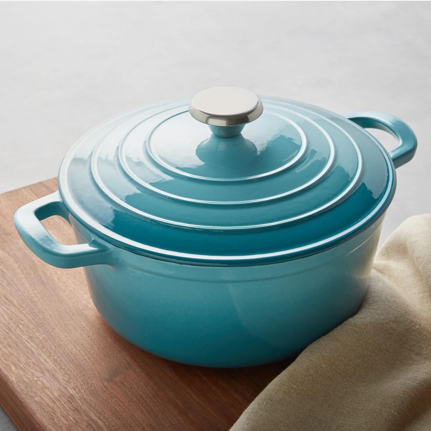 image:imageSur La Table Enameled Cast Iron Round Dutch Oven 4 qt RedLight Blue