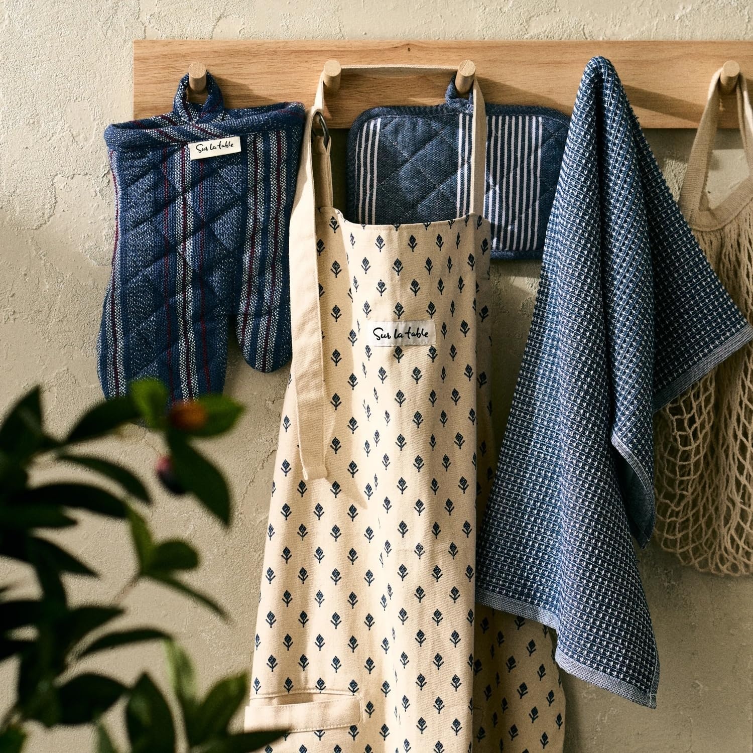 image:imageSur La Table Essential WaffleWeave Towels Navy Set of 2 PreWashed Cotton Towels with Elevated Texture for Fast Efficient Drying Set of 2