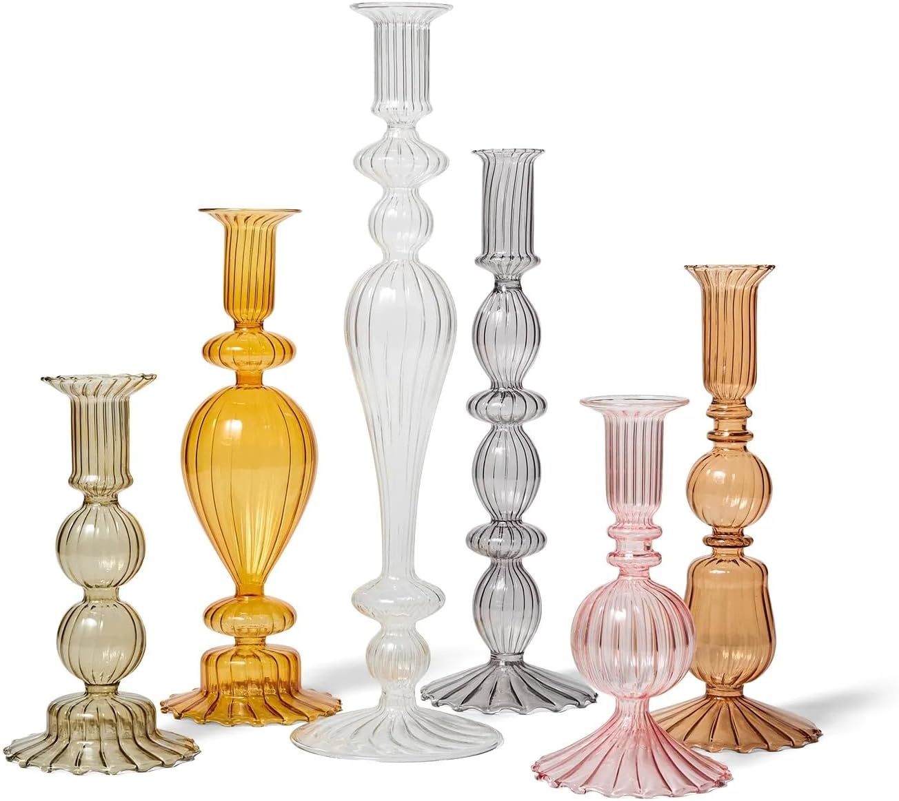 image:imageSur La Table Glass Taper Candle Holder 135 Sky BlueClear