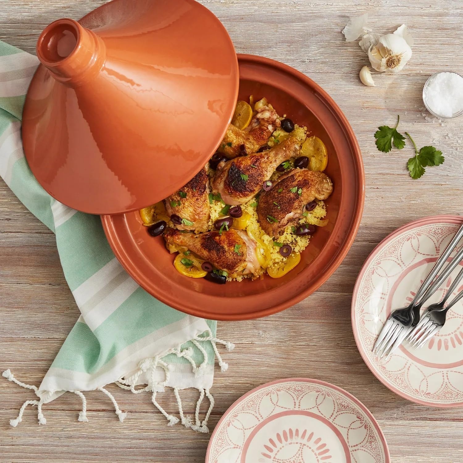 image:imageSur La Table Glazed Terra Cotta Tagine Brown Handmade Ceramic Pot with Conical Lid for Moroccan Meals