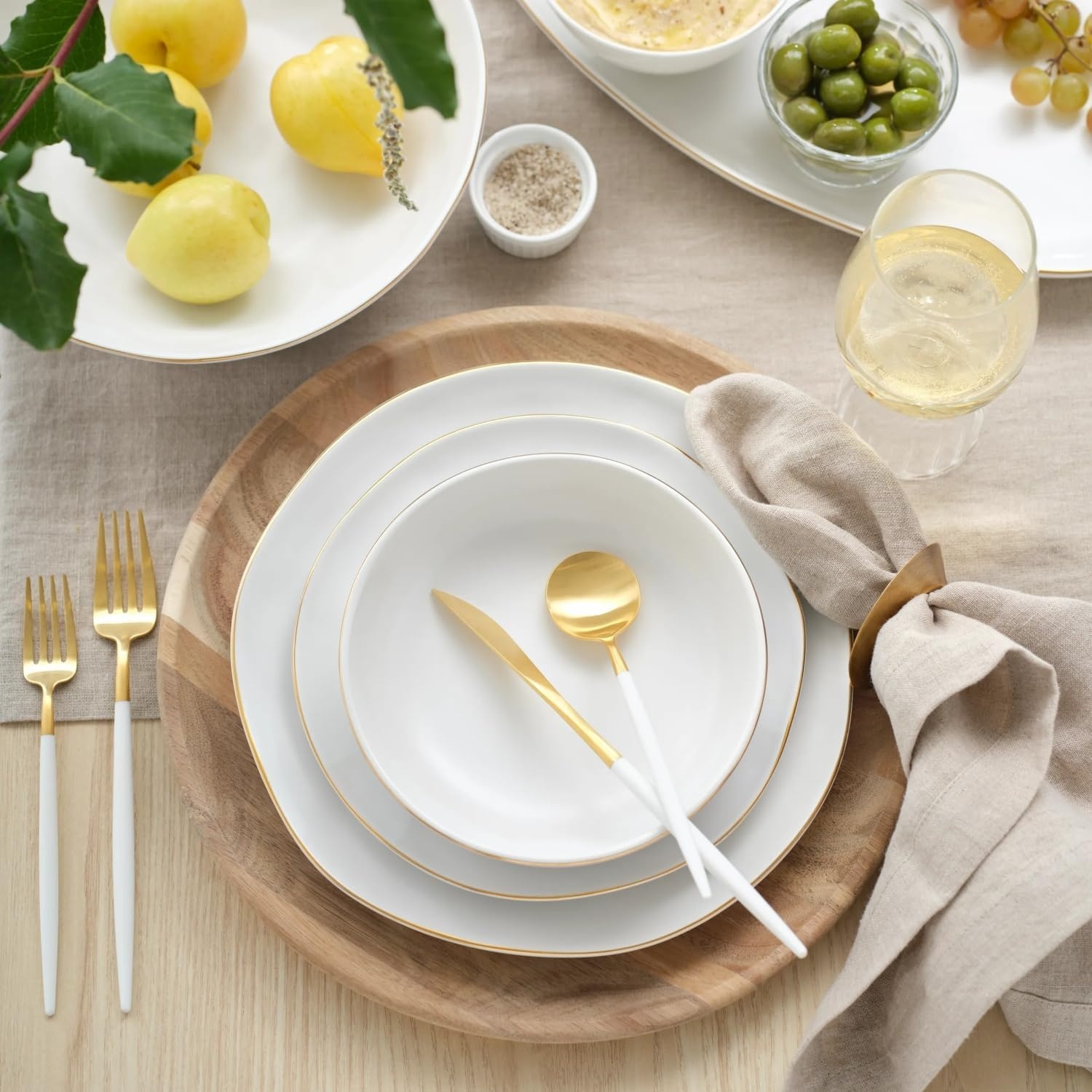 image:imageSur La Table Gold Rimmed Pasta Bowl White
