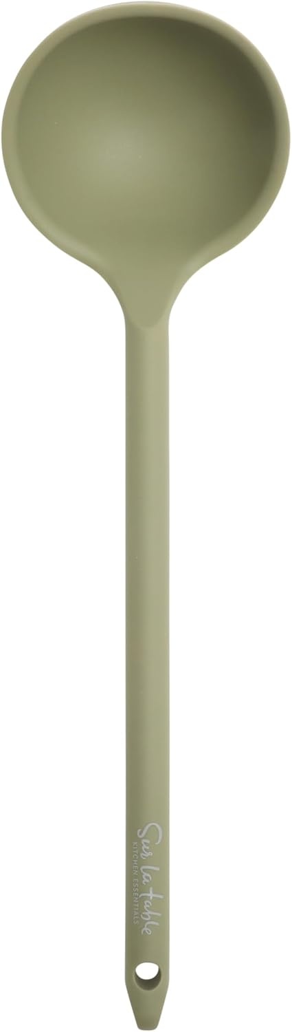 image:imageSur La Table Kitchen Essential Mealcraft Silicone Slotted Turner TaupeJuniper Green Silicone