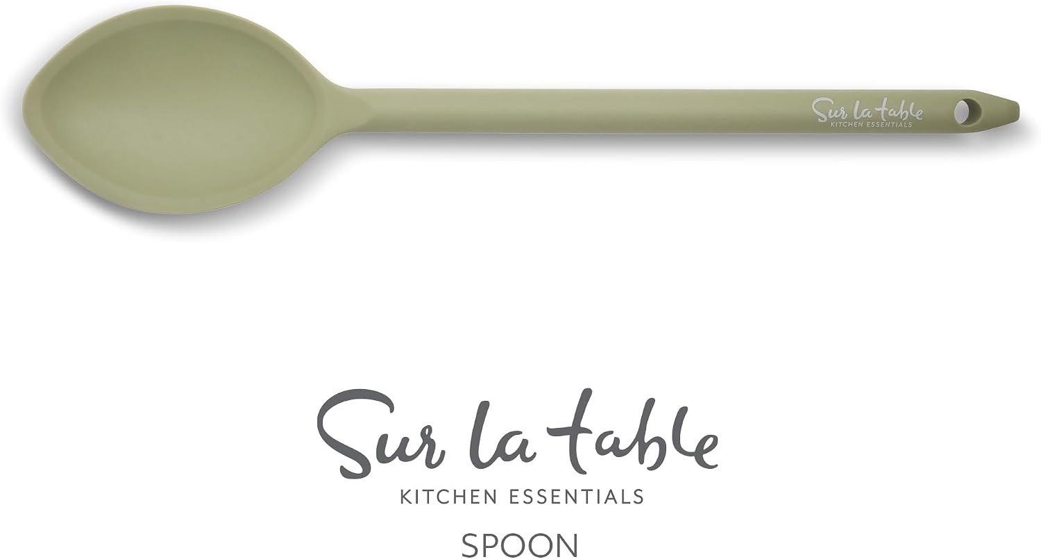 image:imageSur La Table Kitchen Essential Mealcraft Silicone Slotted Turner TaupeJuniper Green Silicone