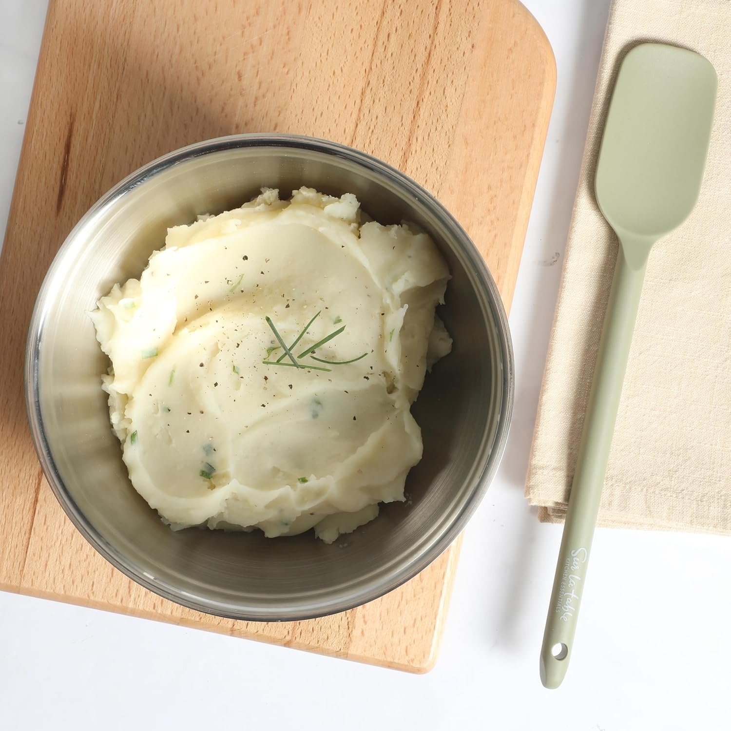 image:imageSur La Table Kitchen Essential Mealcraft Silicone Slotted Turner TaupeJuniper Green Silicone