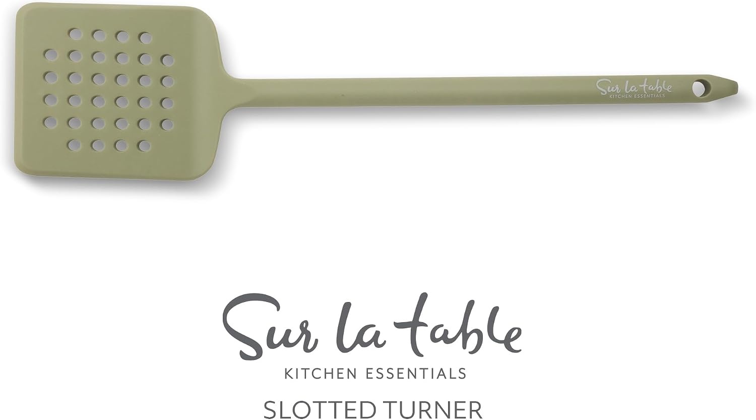 image:imageSur La Table Kitchen Essential Mealcraft Silicone Slotted Turner TaupeJuniper Green Silicone