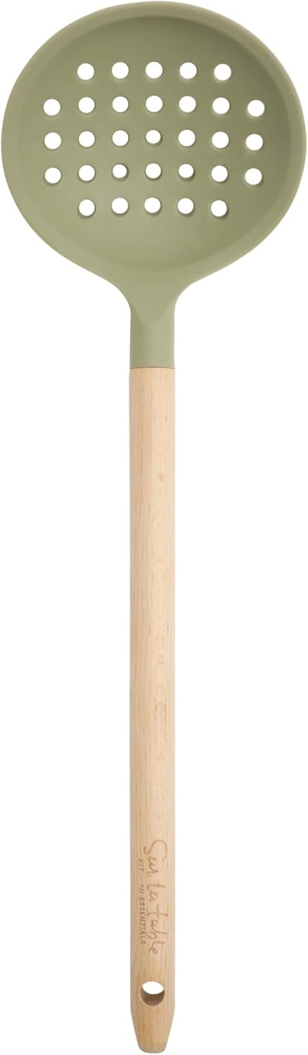 image:imageSur La Table Kitchen Essential Mealcraft Silicone Slotted Turner TaupeJuniper Green SiliconeBeechwood