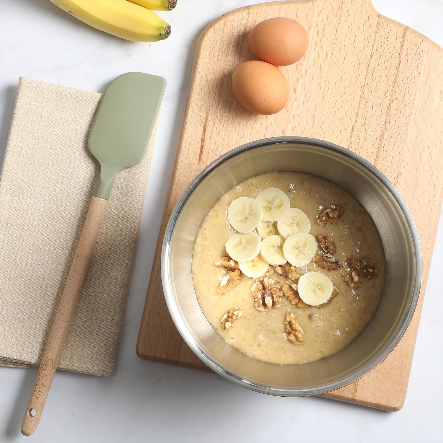 image:imageSur La Table Kitchen Essential Mealcraft Silicone Slotted Turner TaupeJuniper Green SiliconeBeechwood