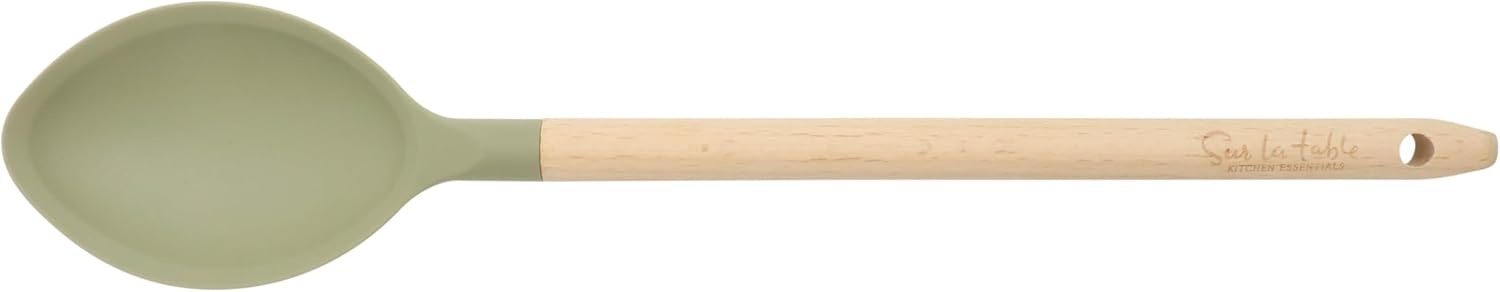 image:imageSur La Table Kitchen Essential Mealcraft Silicone Slotted Turner TaupeJuniper Green SiliconeBeechwood