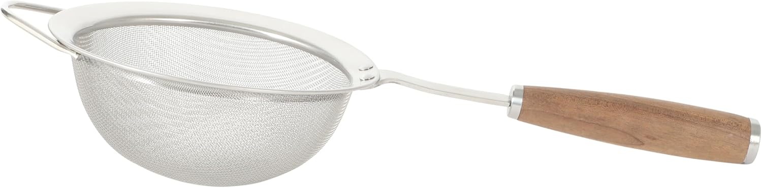 image:imageSur La Table Kitchen Essential Stainless Steel WWalnut Handle 55 Inch Mesh Strainer and Sifter
