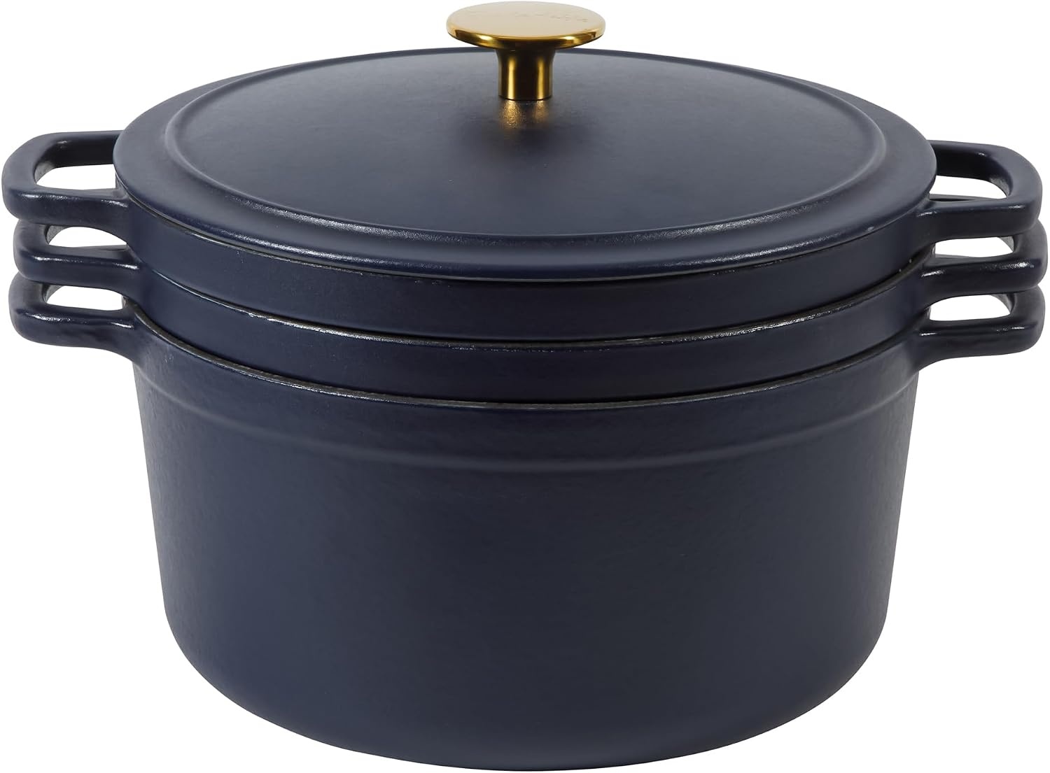 image:imageSur La Table Kitchen Essential Supper Club 5Quart EnamelCoated Cast Iron Dutch Oven Pot with Oven Safe Glass Lid OventoTable Cookware for Bread Soups Stews amp Braising Juniper GreenNavy Blue w Gold Knob Cookware Set