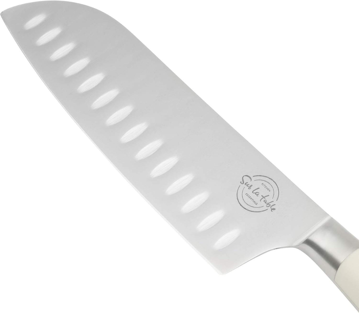 image:imageSur La Table Kitchen Essential Tasting Kitchen German Steel Utility Knife 5Inch Stainless Steel Blade Professional Kitchen Knife with White Handle and Forged Full TangEggshell White 7 Santoku