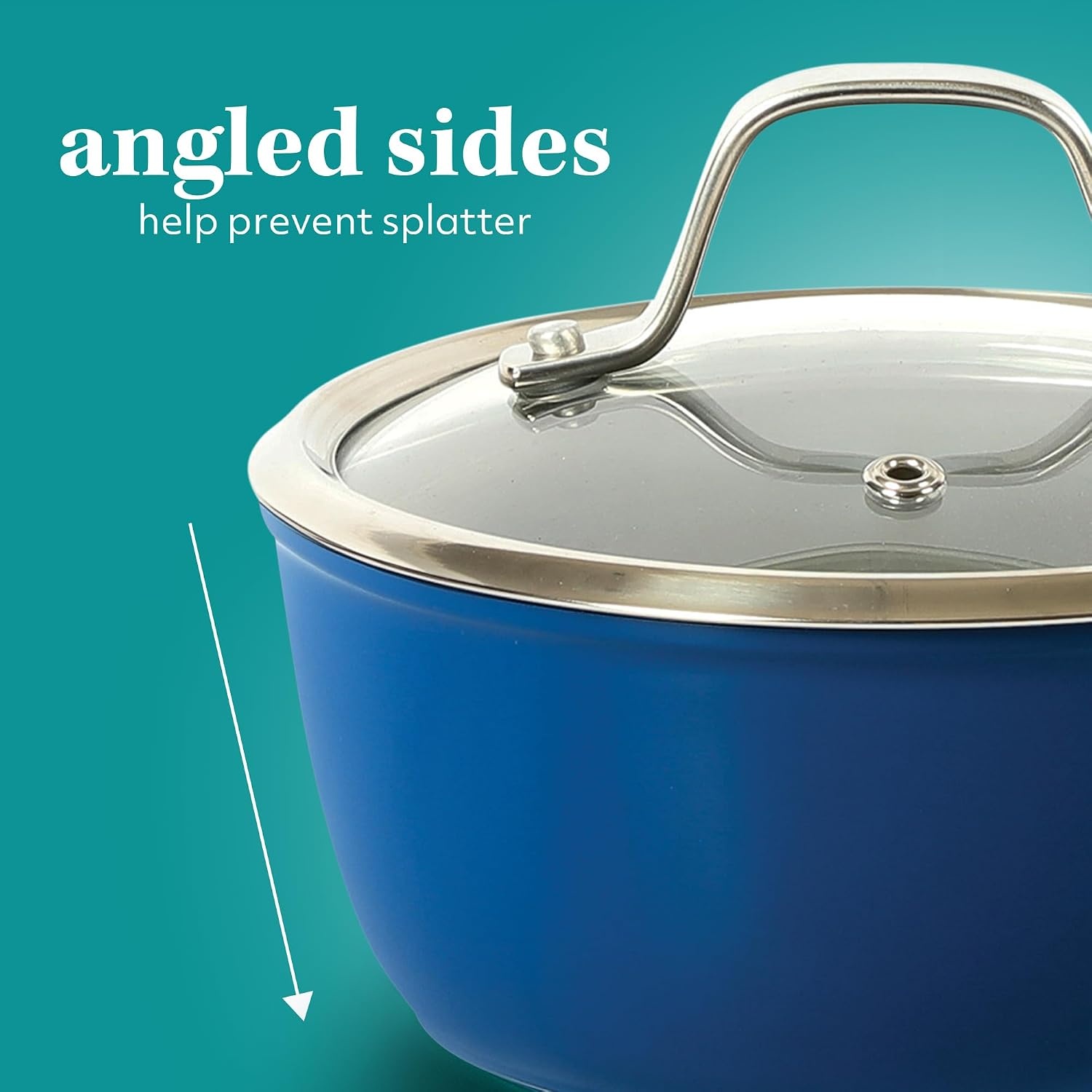 image:imageSur La Table Kitchen Essentials 10 Piece PFA Free Titanium Ceramic Nonstick Interior Forged Aluminum Cookware Pots and Pans Set Black Induction CompatibleBlue