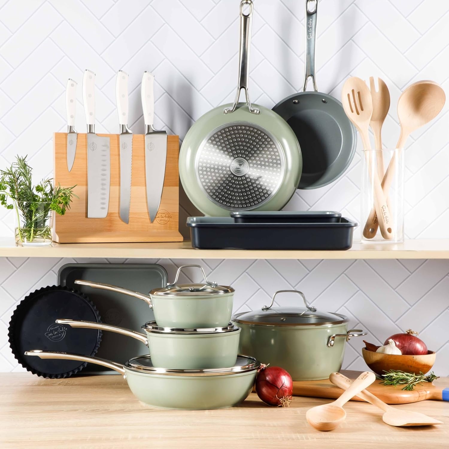 image:imageSur La Table Kitchen Essentials Beech Wood Kitchen Tools Durable Wooden Cooking Utensils Set