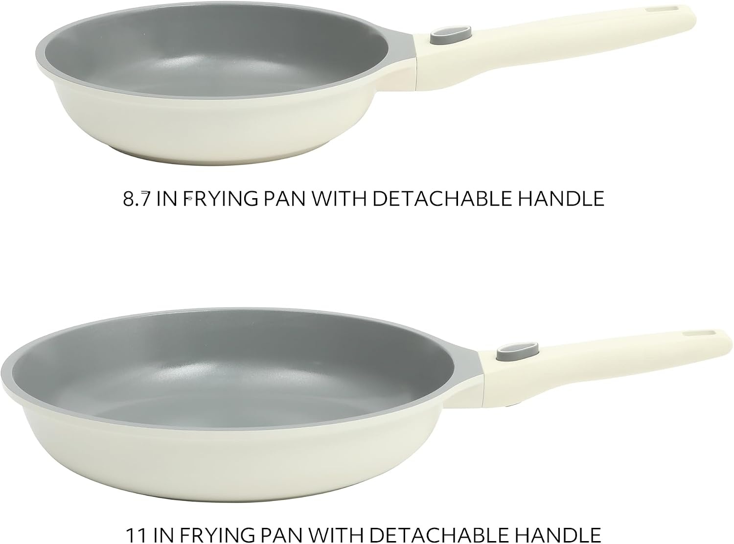 image:imageSur La Table Kitchen Essentials Craft Studio Cast Aluminum Detachable Handle 8 and 10 Inch Skillet Fry Pan Set wPFA Free Ceramic Non Stick Removable Handle Induction Safe Eggshell WhiteEggshell White Fry Pan