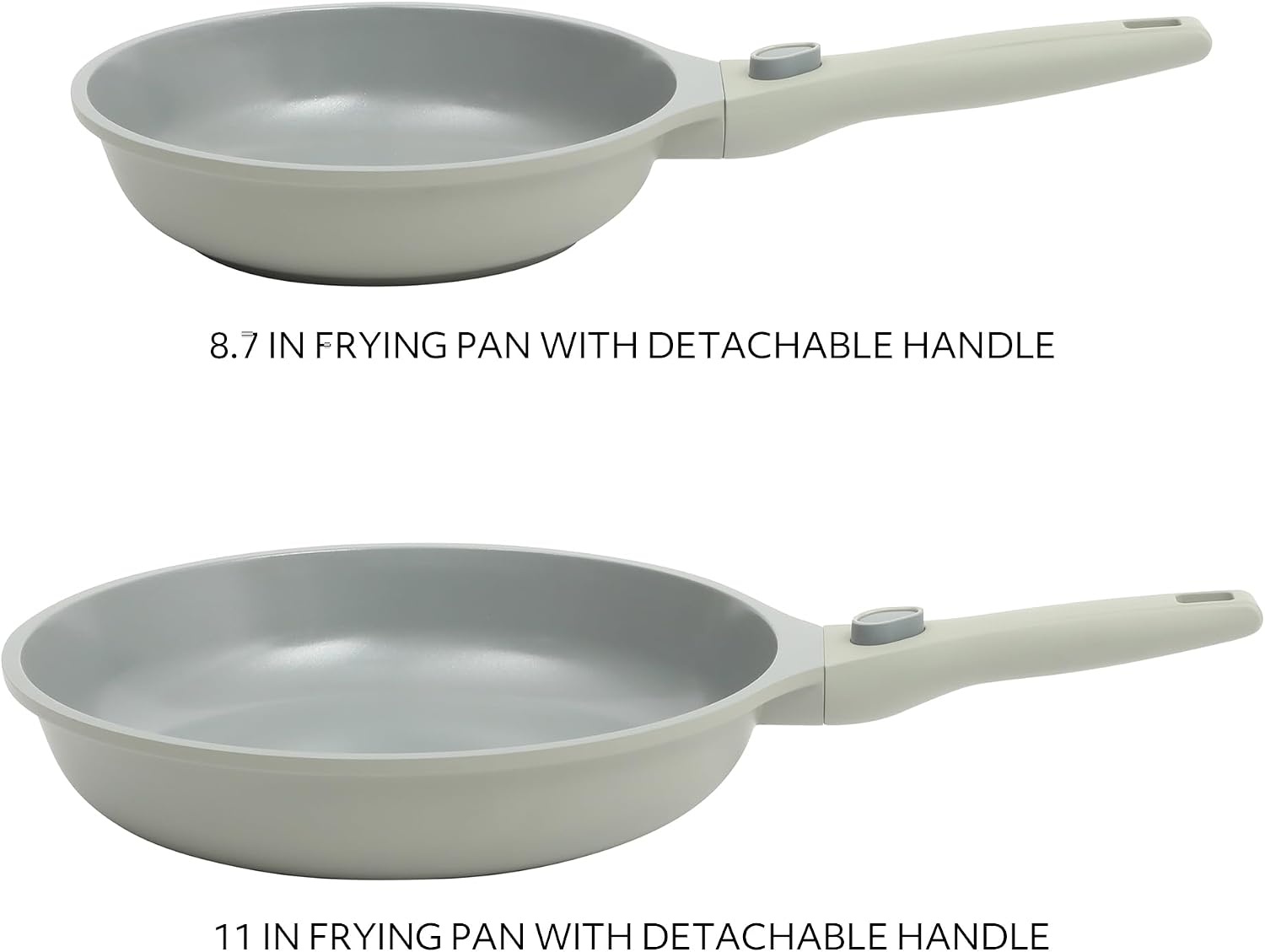 image:imageSur La Table Kitchen Essentials Craft Studio Cast Aluminum Detachable Handle 8 and 10 Inch Skillet Fry Pan Set wPFA Free Ceramic Non Stick Removable Handle Induction Safe Eggshell WhiteJuniper Green Fry Pan