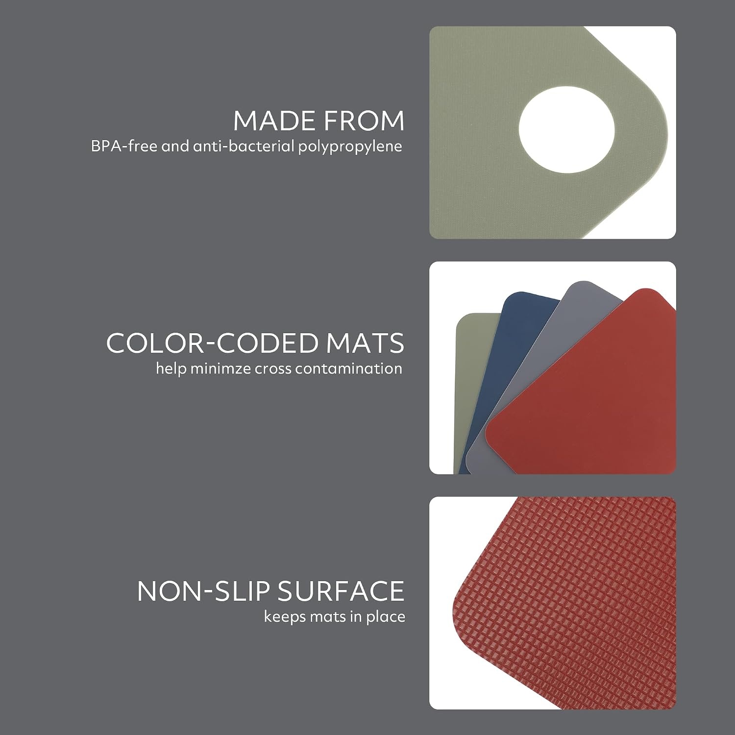 image:imageSur La Table Kitchen Essentials Crafty Carvery BPAFree Flexible Cutting Mats 4Piece ColorCoded Chopping Board Set Dishwasher Safe NonSlip 1175 x 825 Assorted Colors