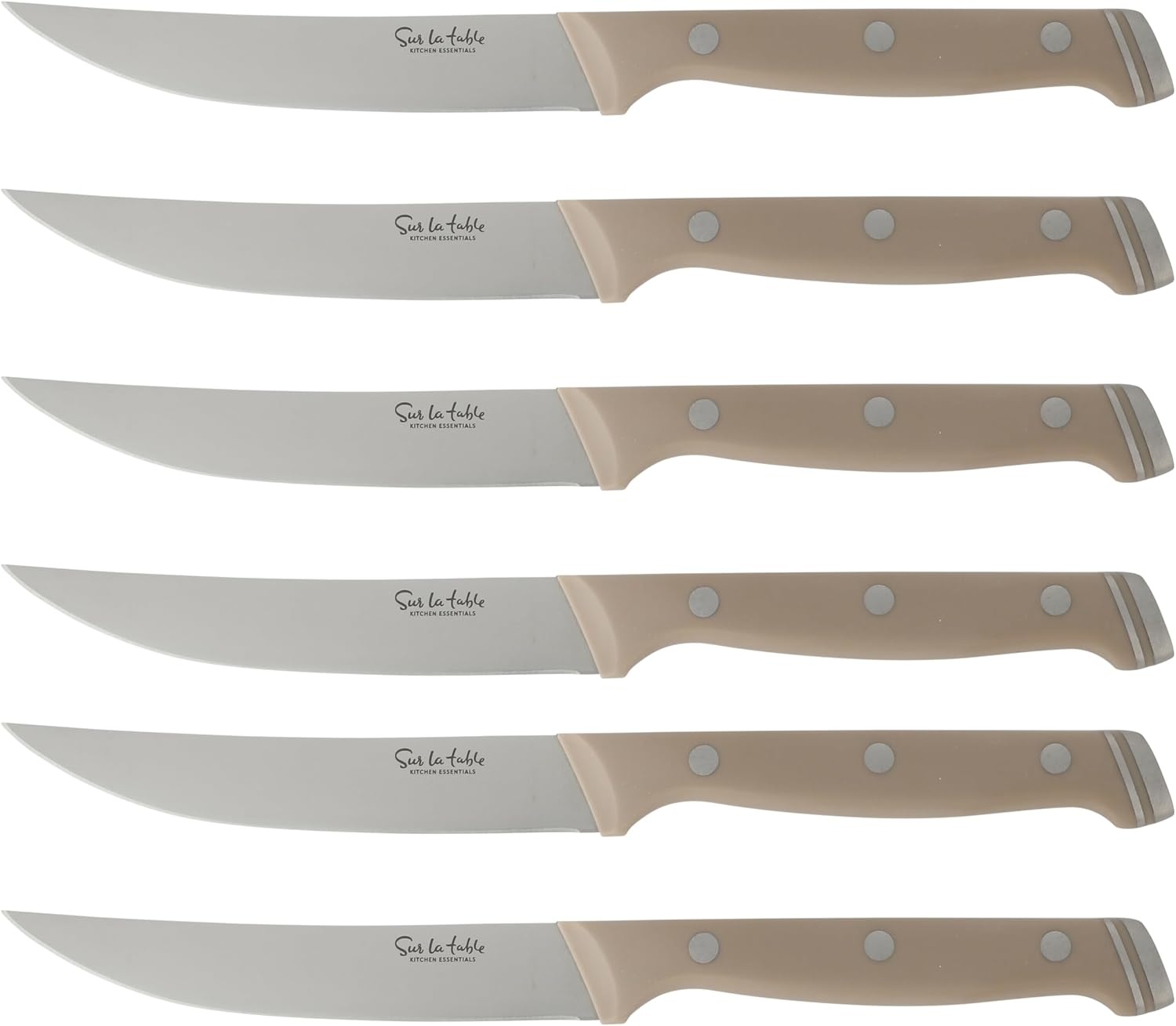 image:imageSur La Table Kitchen Essentials Knife Set with Block 14Piece Forged German Steel Kitchen Knives Beech Wood Block Chef Santoku Bread amp Steak Knives Shears amp Sharpener TaupeTaupe 14pc Set