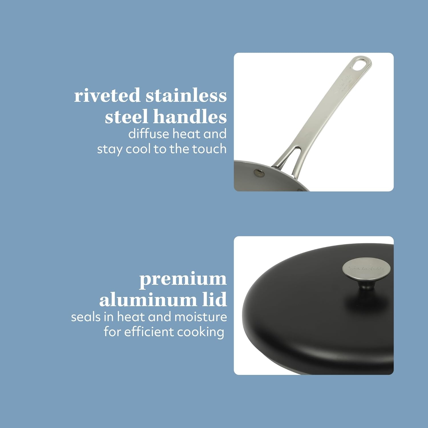 image:imageSur La Table Kitchen Essentials Potluck Porch 45 Quart Saut Pan Deep Frying Pan Skillet wLid Aluminum PFA Free Ceramic Cookware Chefs Pan Omelet Pan Induction BlackBlack