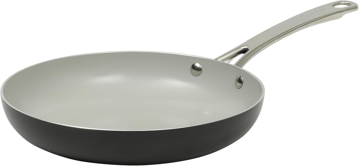 image:imageSur La Table Kitchen Essentials Potluck Porch 45 Quart Saut Pan Deep Frying Pan Skillet wLid Aluminum PFA Free Ceramic Cookware Chefs Pan Omelet Pan Induction BlackBlack