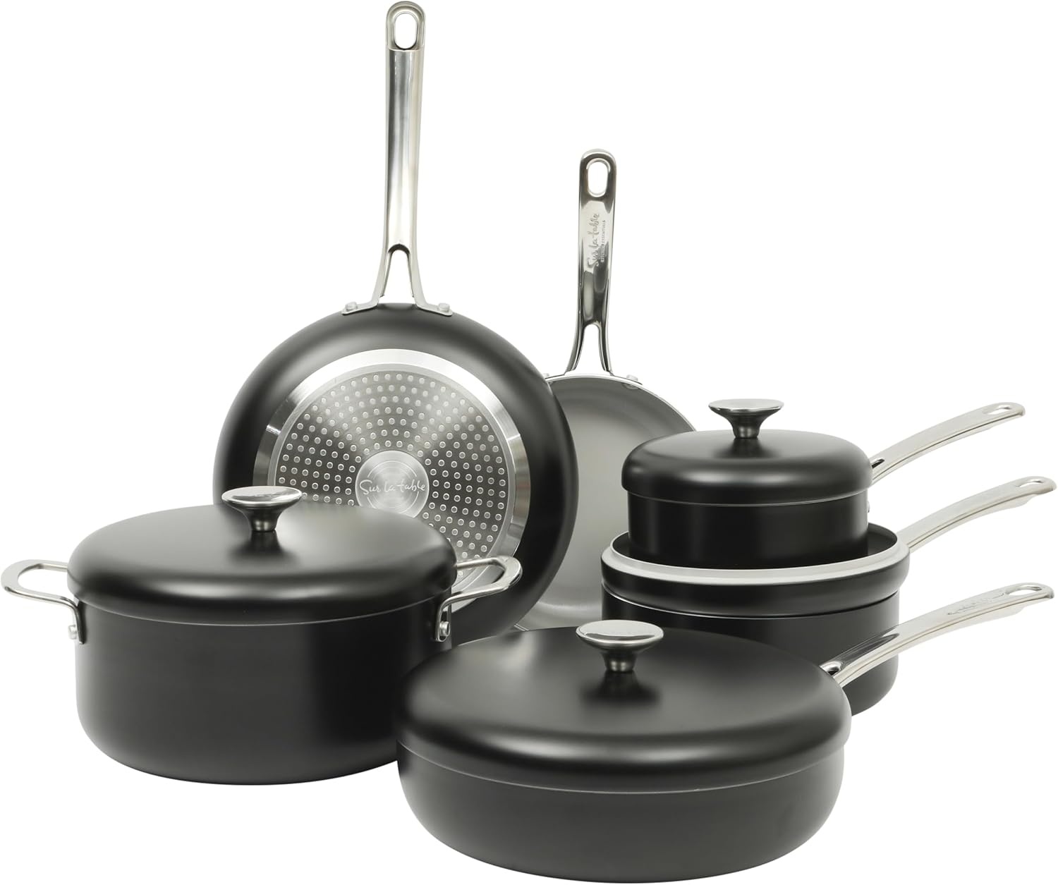 image:imageSur La Table Kitchen Essentials Potluck Porch 45 Quart Saut Pan Deep Frying Pan Skillet wLid Aluminum PFA Free Ceramic Cookware Chefs Pan Omelet Pan Induction BlackBlack