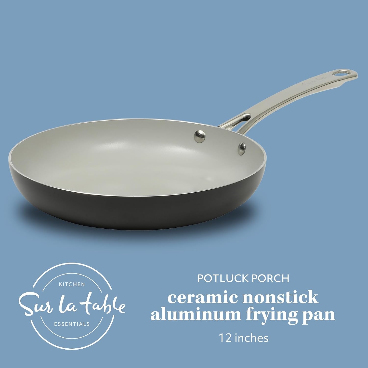image:imageSur La Table Kitchen Essentials Potluck Porch 45 Quart Saut Pan Deep Frying Pan Skillet wLid Aluminum PFA Free Ceramic Cookware Chefs Pan Omelet Pan Induction BlackBlack