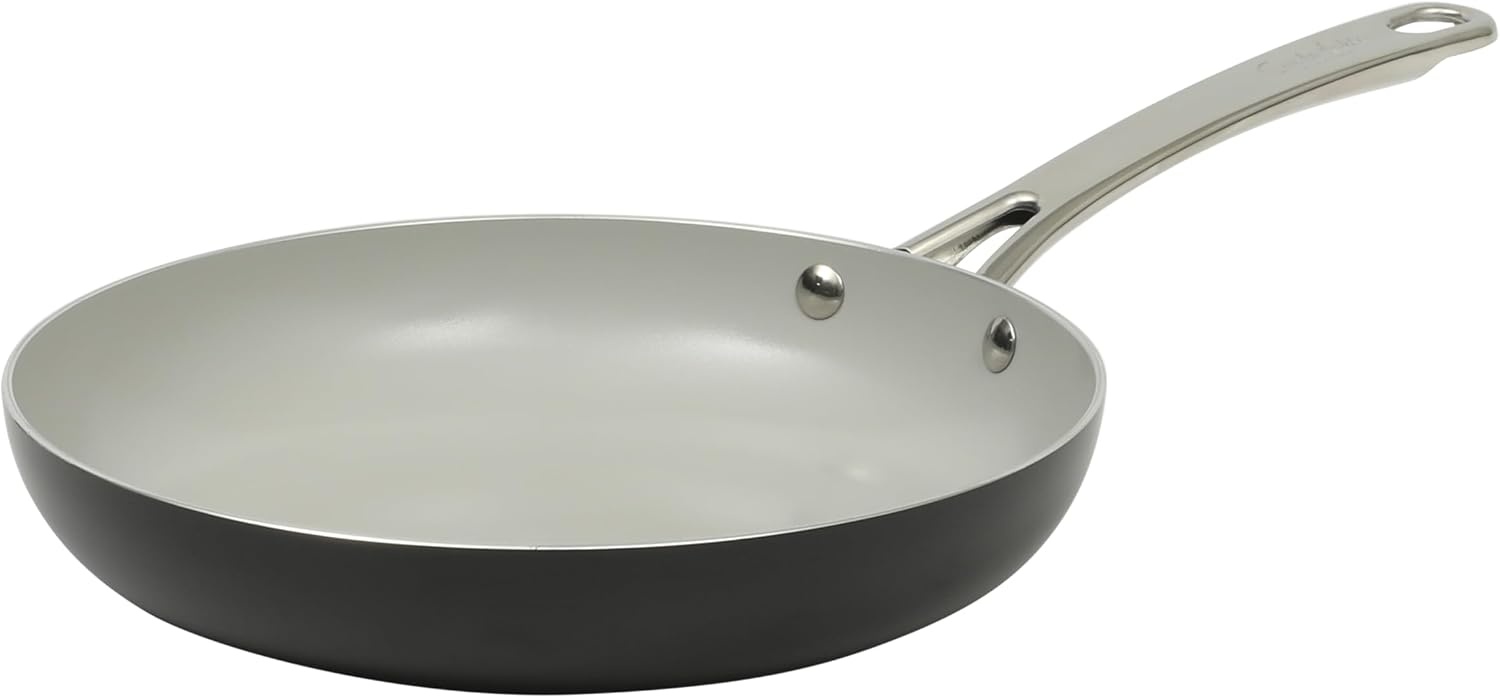 image:imageSur La Table Kitchen Essentials Potluck Porch 45 Quart Saut Pan Deep Frying Pan Skillet wLid Aluminum PFA Free Ceramic Cookware Chefs Pan Omelet Pan Induction BlackBlack