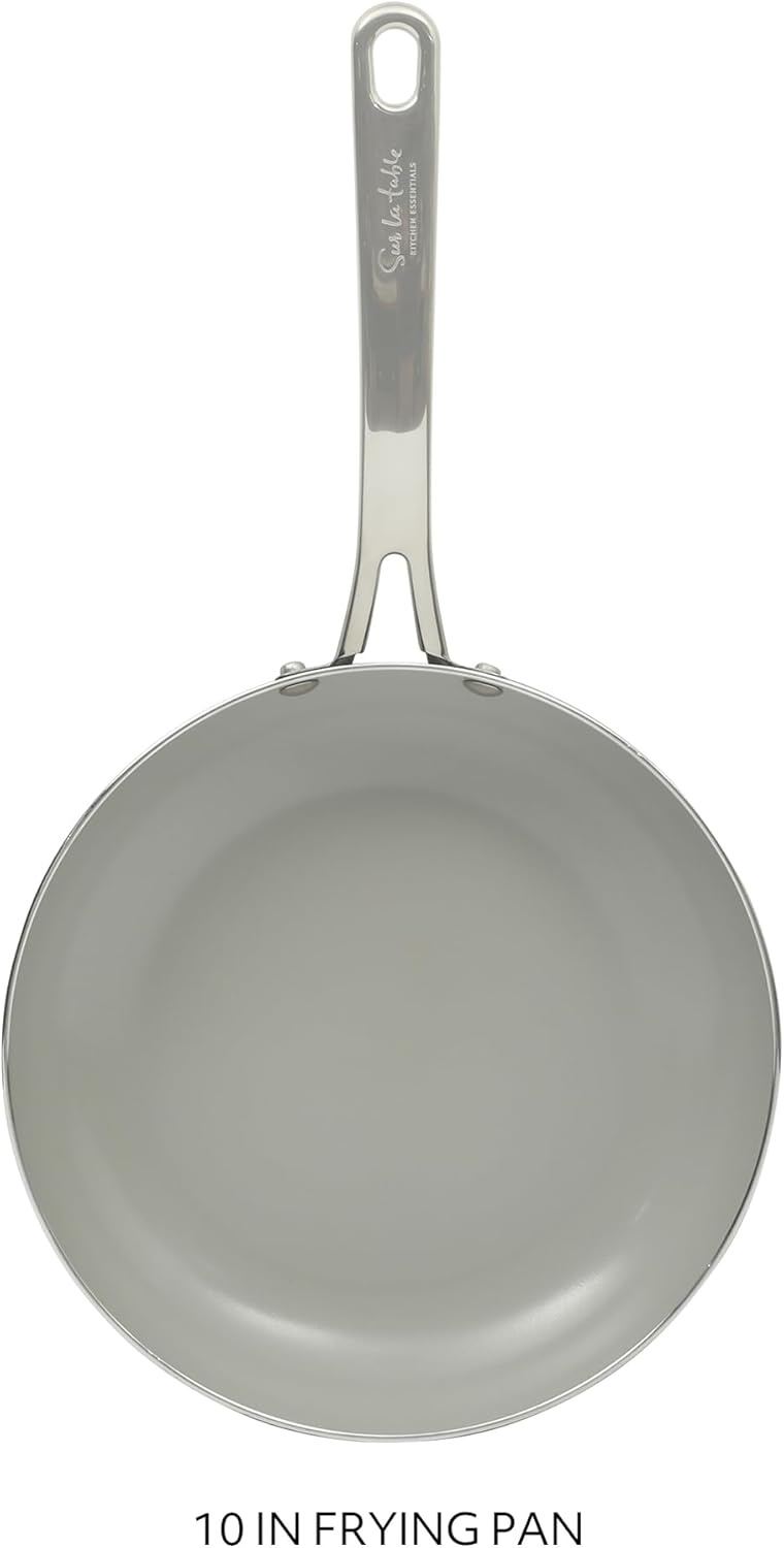 image:imageSur La Table Kitchen Essentials Potluck Porch 45 Quart Saut Pan Deep Frying Pan Skillet wLid Aluminum PFA Free Ceramic Cookware Chefs Pan Omelet Pan Induction BlackBlack