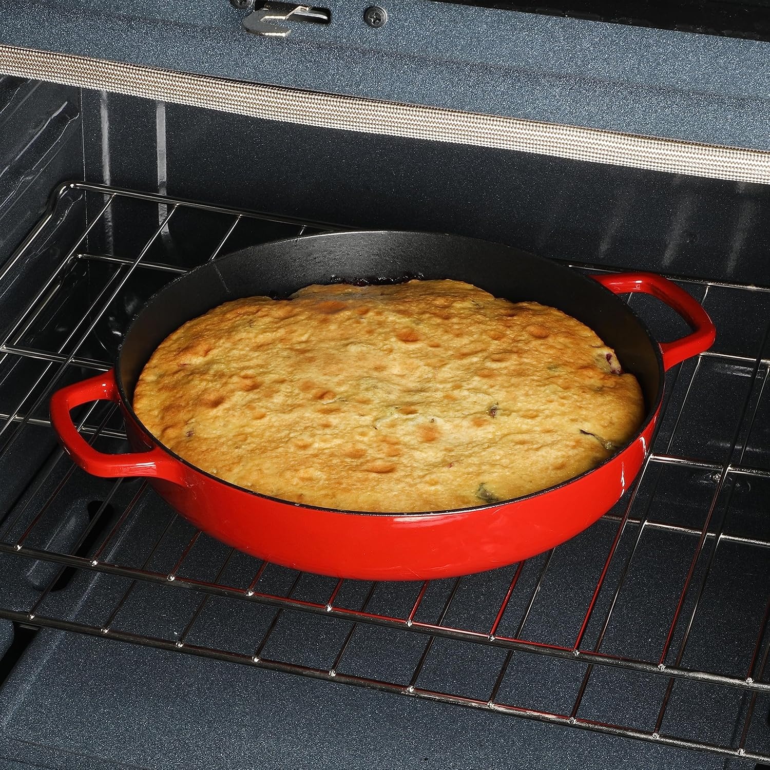 image:imageSur La Table Kitchen Essentials Supper Club 375 Quart Enamel Cast Iron All In One MultiPurpose NonToxic Nonstick Braiser Pan WBorosilicate Glass Lid Juniper GreenRed Braiser