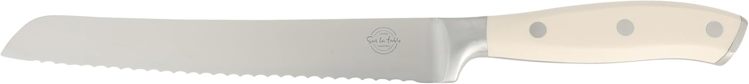 image:imageSur La Table Kitchen Essentials Tasting Kitchen HighCarbon German Steel 7 Piece Full Tang Forged Cutlery Knife Block Set Black WAshwood BlockEggshell White w Ashwood Block