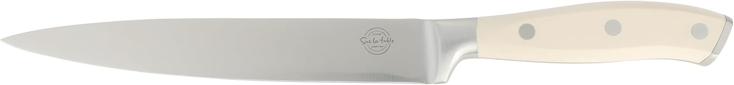 image:imageSur La Table Kitchen Essentials Tasting Kitchen HighCarbon German Steel 7 Piece Full Tang Forged Cutlery Knife Block Set Black WAshwood BlockEggshell White w Ashwood Block