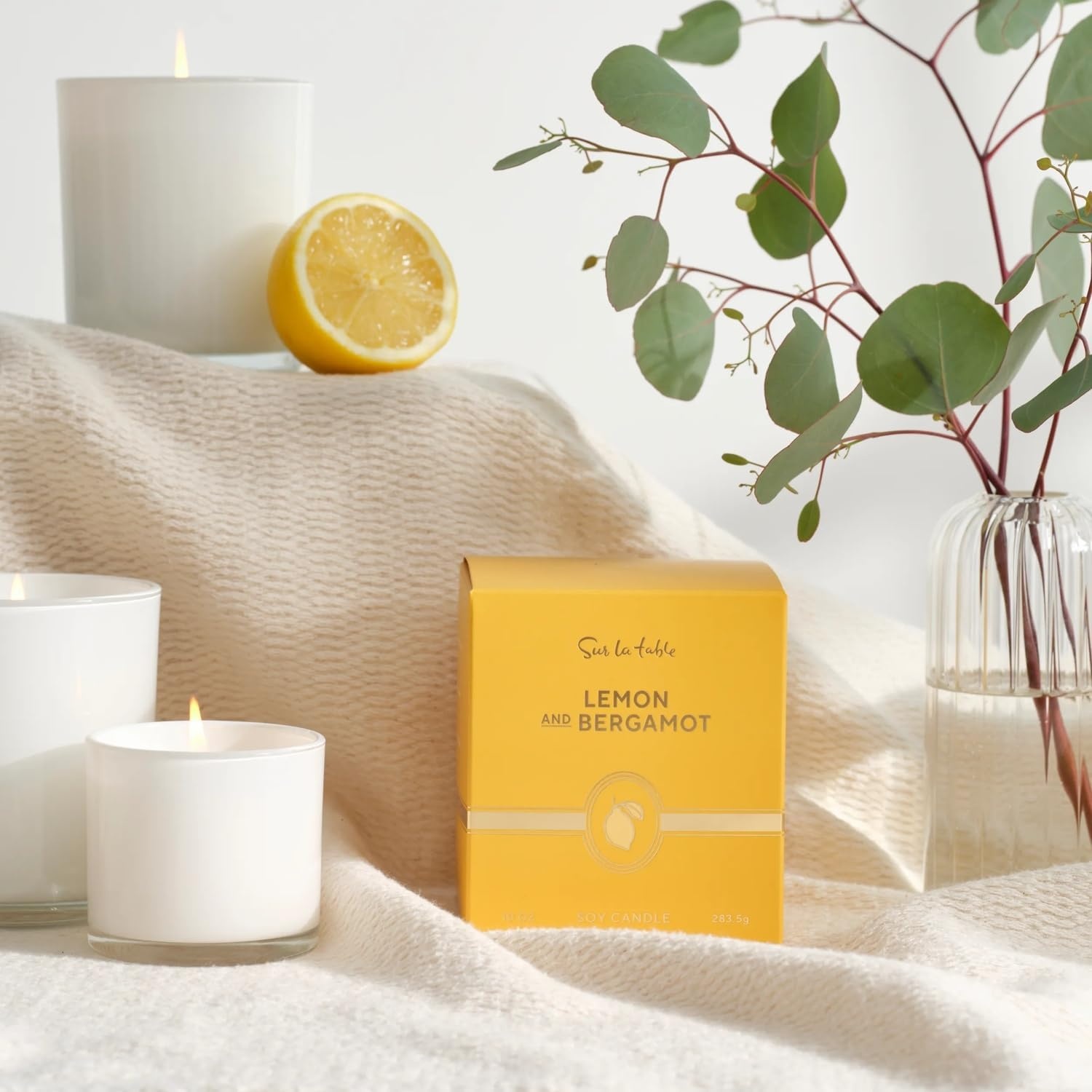 image:imageSur La Table Lemon amp Bergamot Scented Candle HandPoured Soy Blend with Fresh Citrus and TeaInspired Fragrance in Glass Jar 10 oz