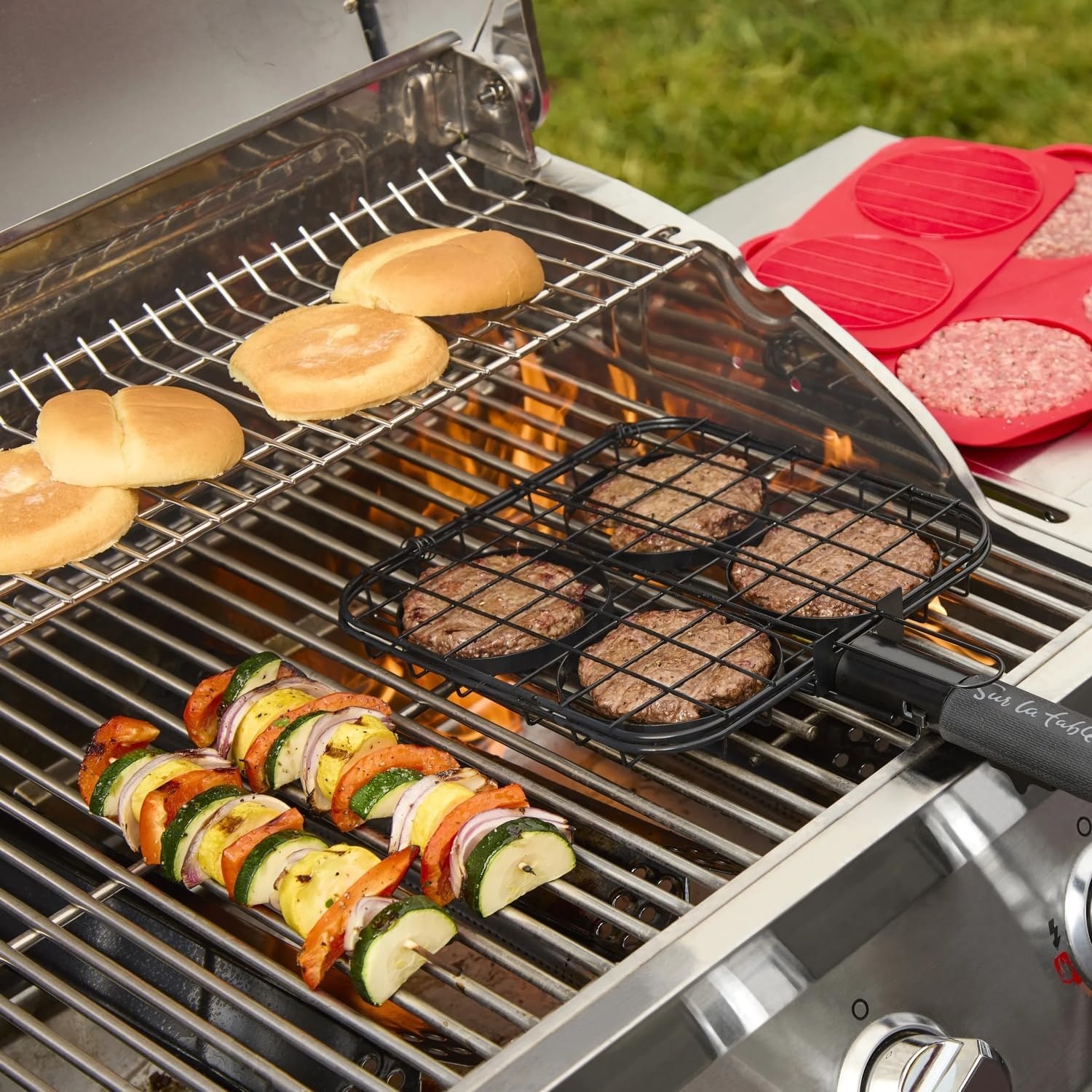 image:imageSur La Table Nonstick Burger Grill Basket Black