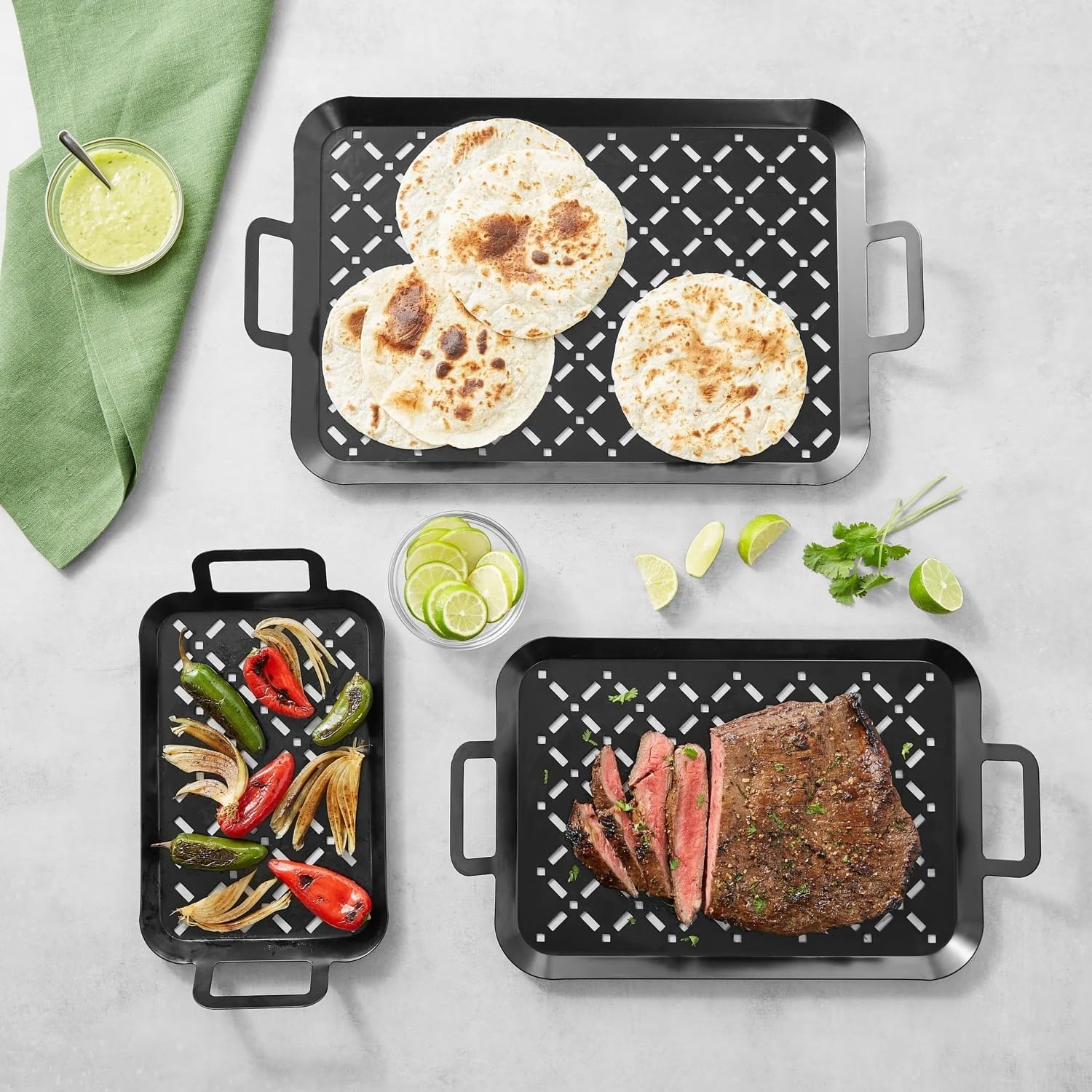 image:imageSur La Table Nonstick Grill Grids Set of 3 Black