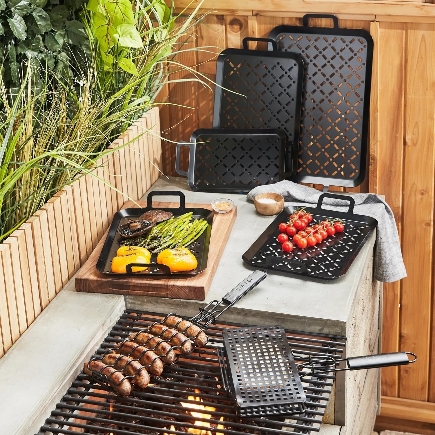 image:imageSur La Table Nonstick Grill Grids Set of 3 Black