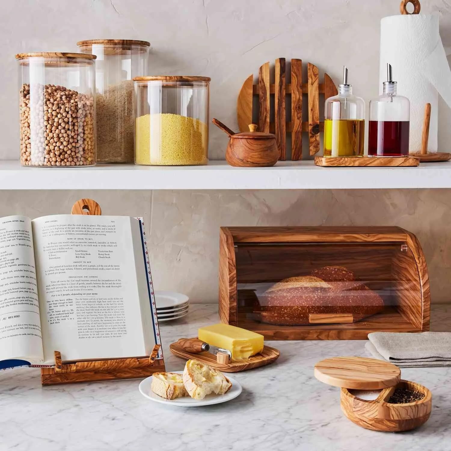 image:imageSur La Table Olivewood Oil and Vinegar Cruet Set Clear