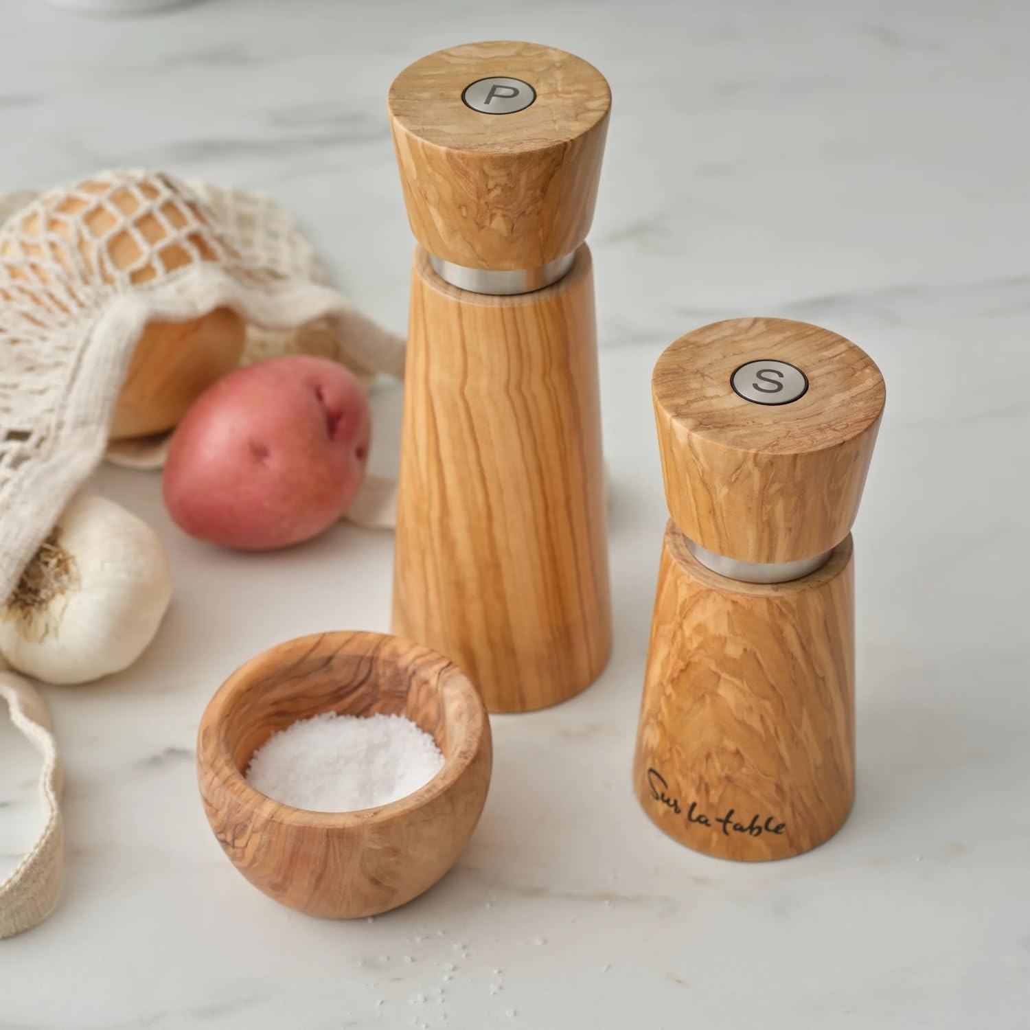 image:imageSur La Table Olivewood Utensil Crock Handcrafted Italian Olivewood Countertop Organizer for Spatulas Spoons and Cooking Tools