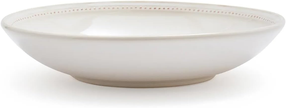 image:imageSur La Table Pearl Pasta Bowl White Raised Dot Border Stoneware Bowl for Pasta Salads and Grain Dishes