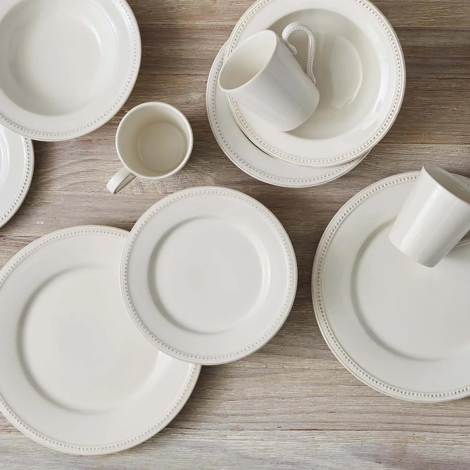 image:imageSur La Table Pearl Stoneware Appetizer Plate 6 x 675 VintageInspired Dinnerware with RaisedDot Border amp Distressed Edges ChipResistant Microwave amp Dishwasher