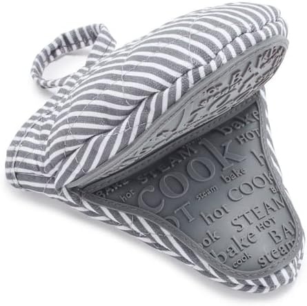 image:imageSur La Table Silicone Striped Mini Pinch Mitt BlueGray
