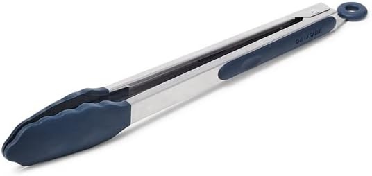 image:imageSur La Table SiliconeTipped Tongs 12 in Navy LongReach Nonstick Tongs with Locking Mechanism for Grilling and Deep Pots 12 inNavy