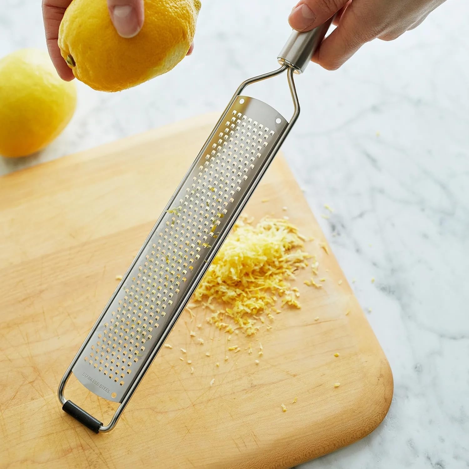 image:imageSur La Table Stainless Steel Rasp Grater Fine Rasp Grater for Zesting Citrus Grating Hard Cheese and Microplaning Spices
