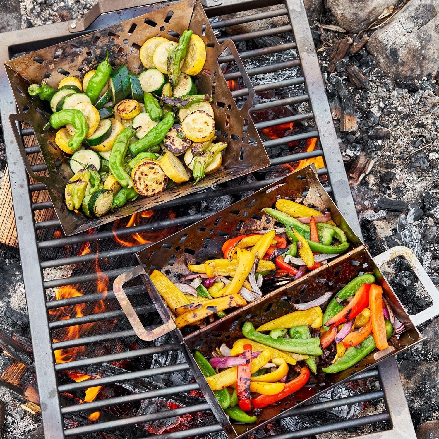 image:imageSur La Table Stainless Steel Rolling Grill Basket Silver
