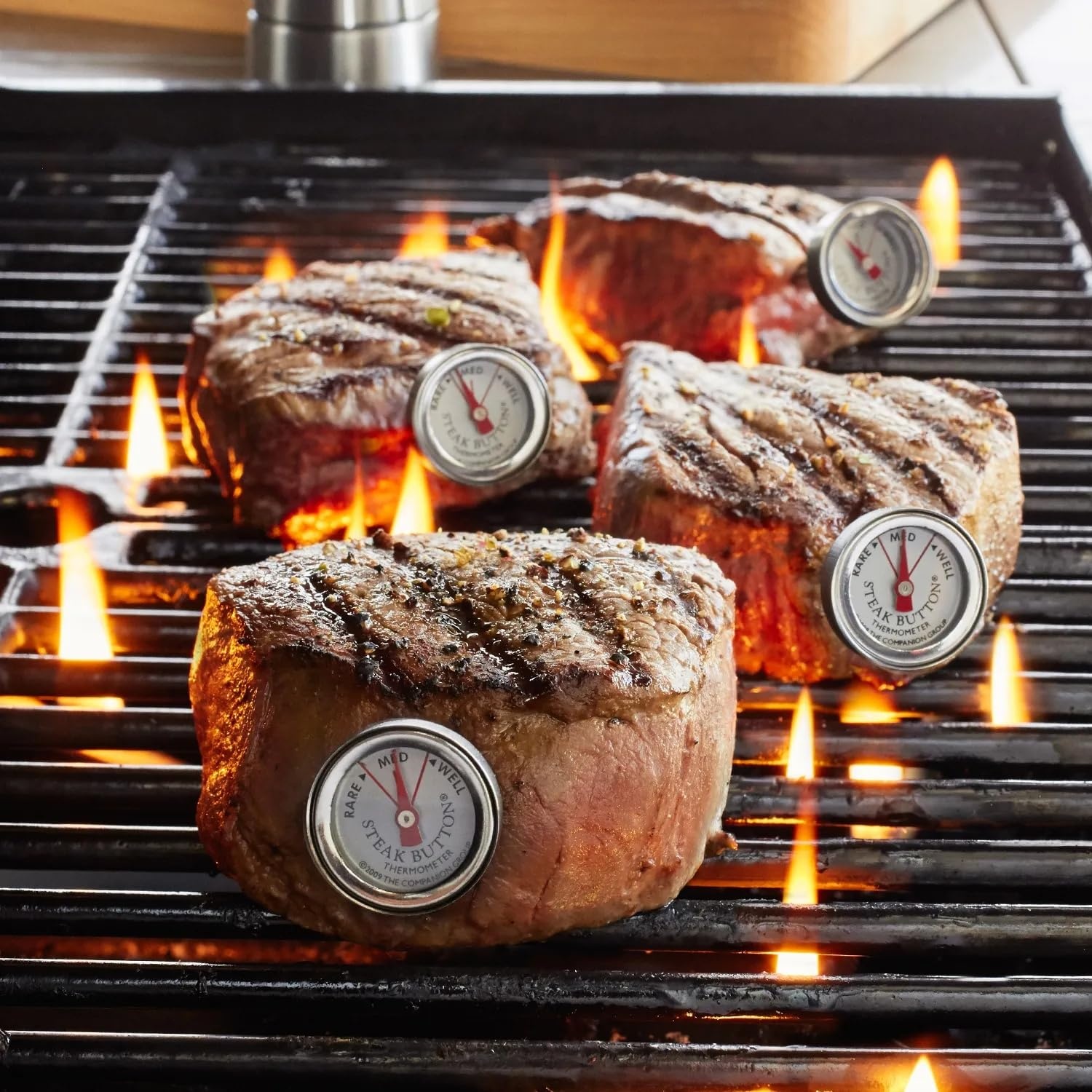 image:imageSur La Table Stainless Steel Steak Button Thermometers Silver