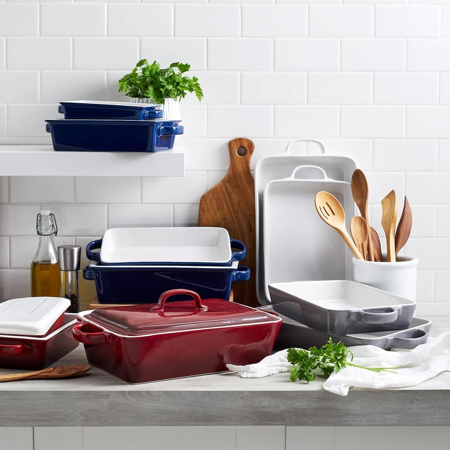 image:imageSur La Table Stoneware 2Piece Rectangular Baker Set WhiteWhite