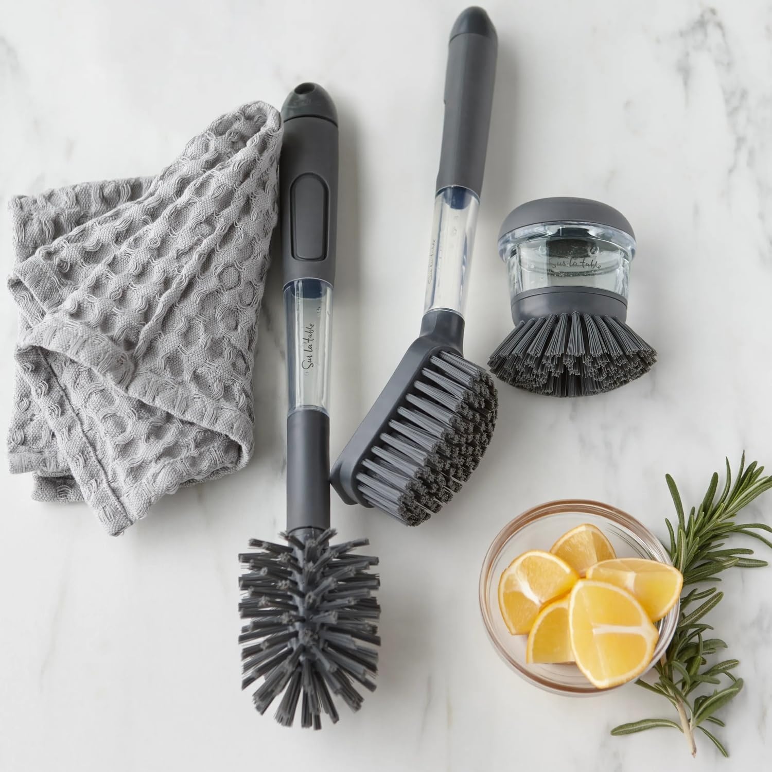 image:imageSur La Table Washed Waffle Dishcloths Set of 3 GrayGray