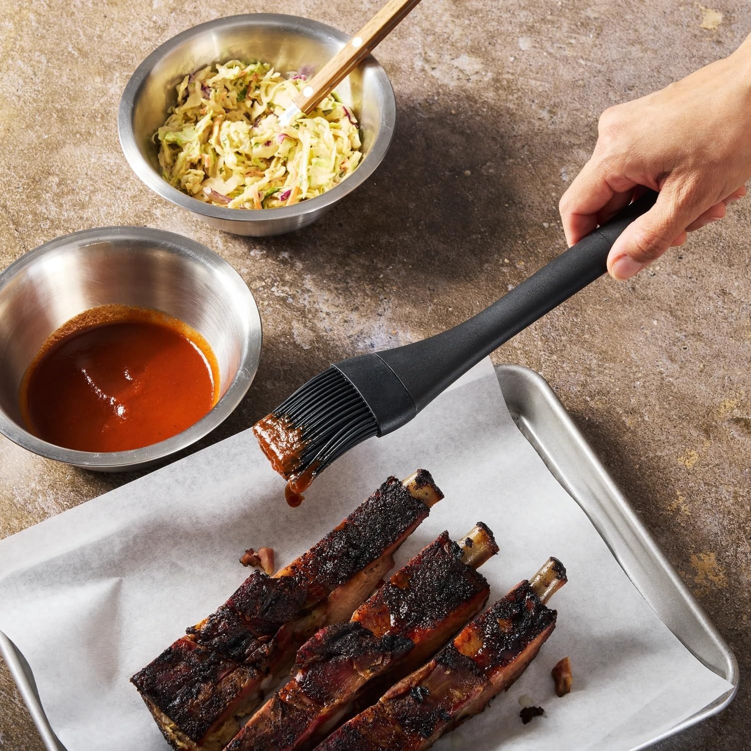 image:imageSur La Table XL Angled Silicone Basting Grill Brush Black