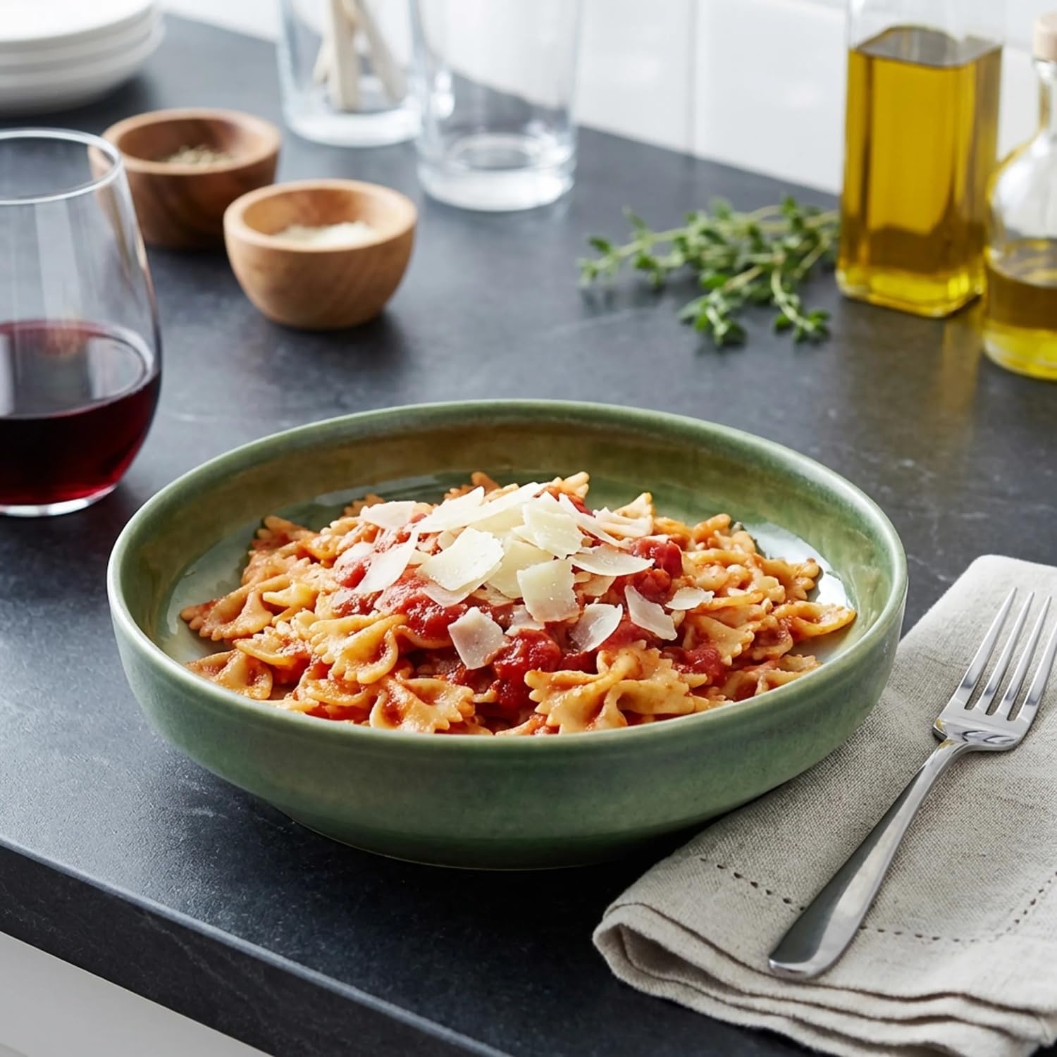 image:imageSur la table Lucent Reactive Glaze Pasta Bowl Green