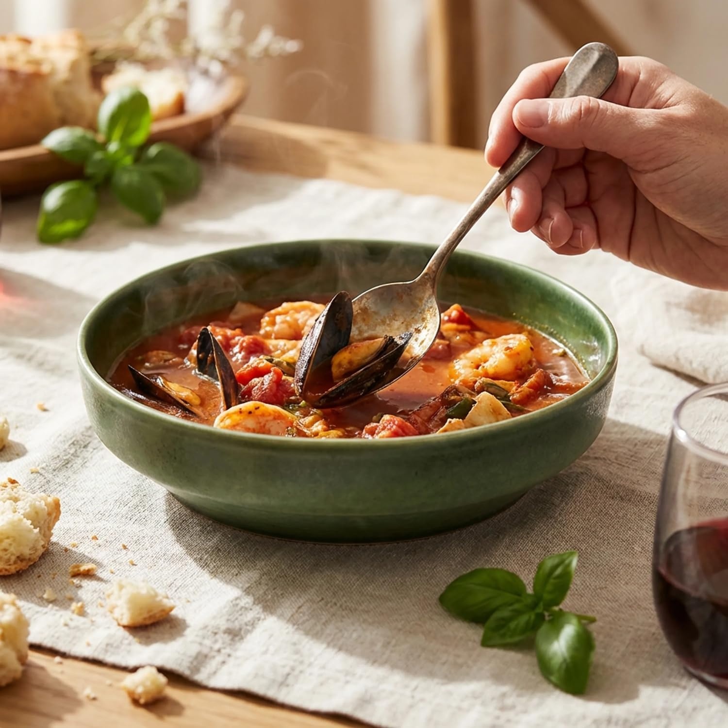 image:imageSur la table Lucent Reactive Glaze Pasta Bowl Green