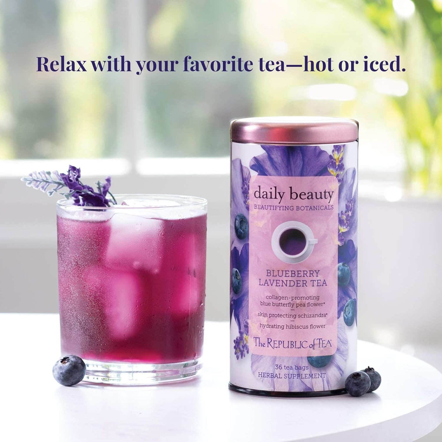 image:imageThe Republic of Tea Beautifying Botanicals Daily Beauty Blueberry Lavender Herbal Tea Bags36 count36 Count Pack of 1
